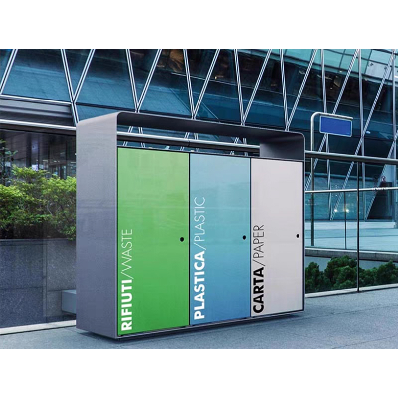 What effective technologies are used to prevent odors in the garbage cans next to the train station signs?